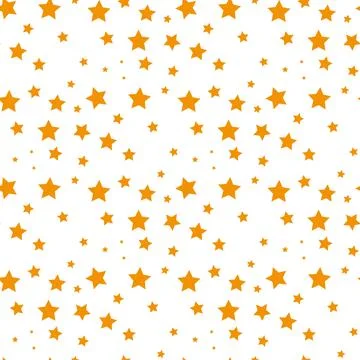 Orange stars seamless pattern on white resplendent background. Stock Illustration