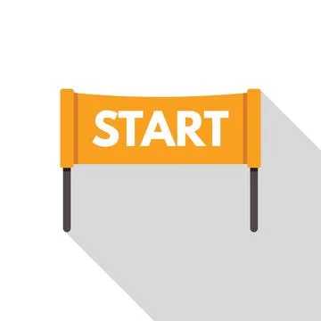 Orange starting line showing beginning of race Stock Illustration