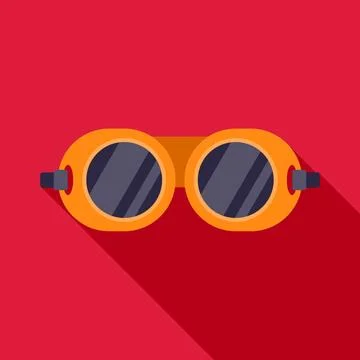 Orange steampunk goggles flat design icon with shadow Stock Illustration