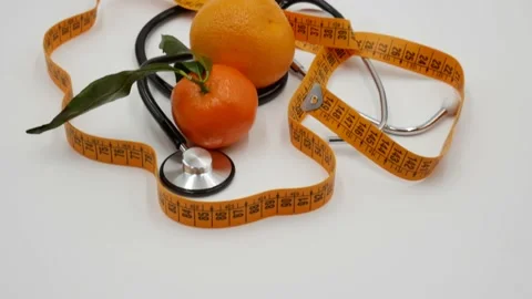 Orange stethoscope and a centimeter 動画素材 144555012