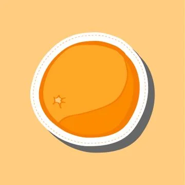 Orange sticker hand draw colored in flat style Stock Illustration