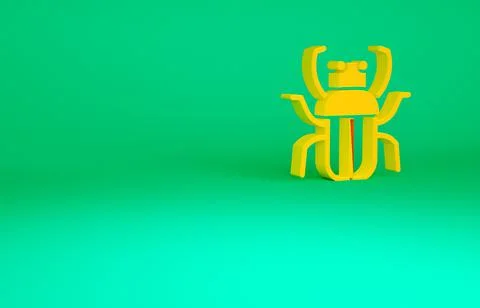 Orange Stink bug icon isolated on green background. Minimalism concept. 3d il Stock Illustration