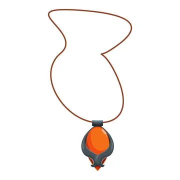 Orange stone pendant hanging on a string necklace Illustrazione stock
