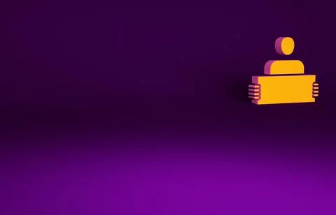 Orange Stop war icon isolated on purple background. Antiwar protest. World pe Stock Illustration