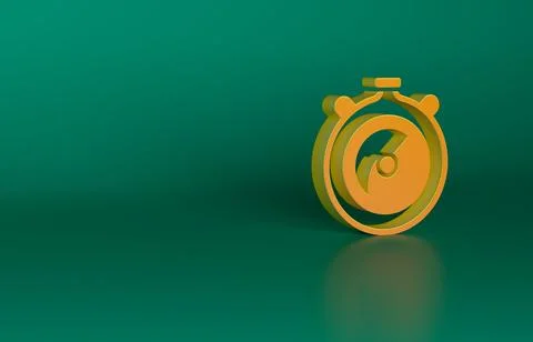 Orange Stopwatch icon isolated on green background. Time timer sign. Chronometer Illustrazione stock