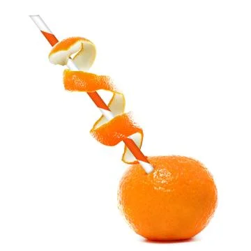 Orange with straw. Stock Photos