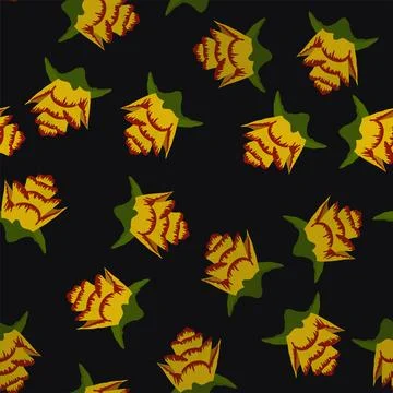 Orange Strelitzia flower pattern design with leaves and stem, calla lilies, h Stockillustratie