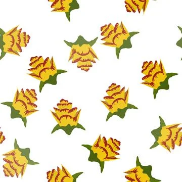 Orange Strelitzia flower pattern design with leaves and stem, calla lilies, h イラスト素材