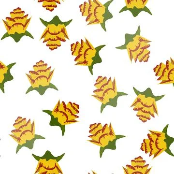 Orange Strelitzia flower pattern design with leaves and stem, calla lilies, h イラスト素材