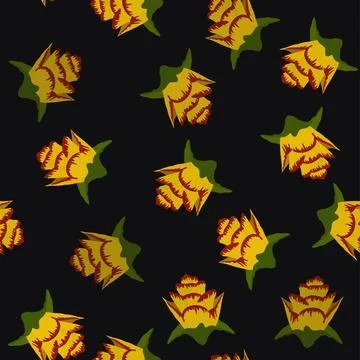 Orange Strelitzia flower pattern design with leaves and stem, calla lilies, h Stockillustratie