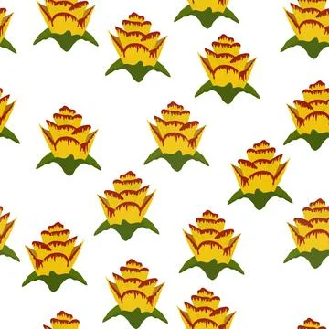 Orange Strelitzia flower pattern design with leaves and stem, calla lilies, h Stockillustratie