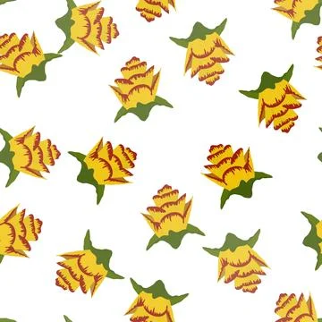 Orange Strelitzia flower pattern design with leaves and stem, calla lilies, h Stockillustratie