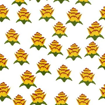 Orange Strelitzia flower pattern design with leaves and stem, calla lilies, h イラスト素材