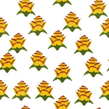 Orange Strelitzia flower pattern design with leaves and stem, calla lilies, h Stockillustratie