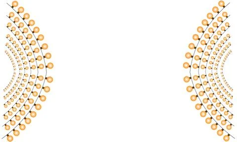 Orange string lights on curved lines forming circular border decorative Stock Illustration