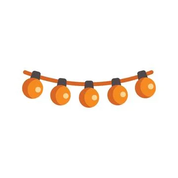 Orange string lights hanging on a cable, creating a festive atmosphere Stock Illustration