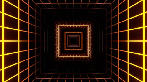 Orange Striped Neon Light in a Mesh Tunnel Background VJ Loop in 4K Stock-Footage 328358205