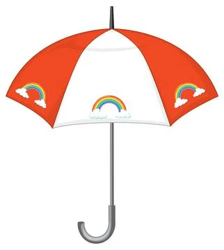 Orange striped umbrella with rainbow pattern イラスト素材