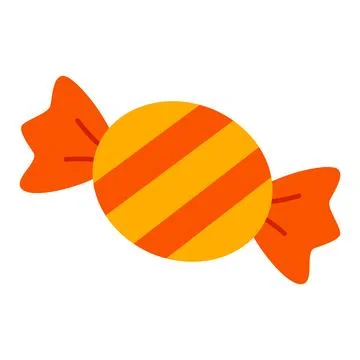 Orange Striped Wrapped Candy Sweet Halloween Vector Icon Stock Illustration
