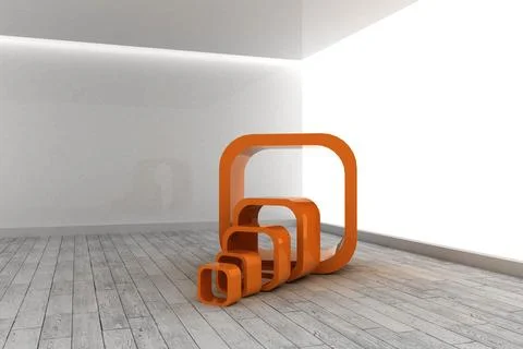 Orange structures in a grey room Stock Illustration