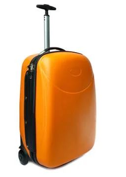 Orange suitcase Stock Photos