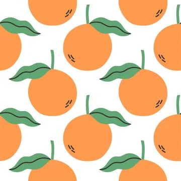 Orange summer pattern on white background. Simple seamless pattern with oranges Stock Illustration