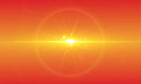 Orange summer sun light burst. shiny golden light. Stock Illustration