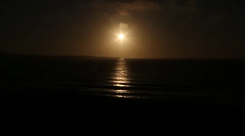 Orange sun and ocean waves Stock Footage 21541500