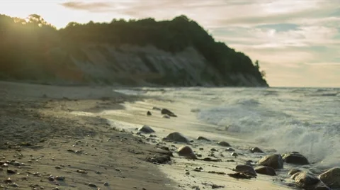 Orange sun on the beach. Stock Footage 67461068