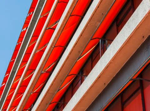 Orange sun blinds of office Stock Photos