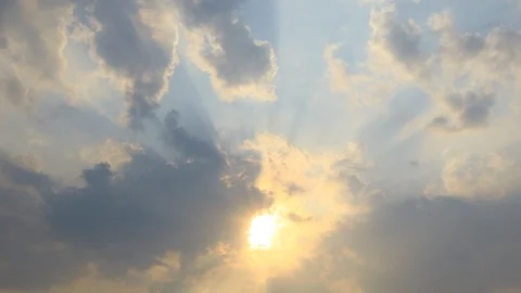 Orange sun light time lapse motion footage and cloudscape movement Stock Footage 111409902