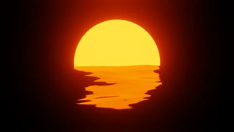 Orange Sun In Ocean Animation Loop | Stock Video | Pond5