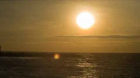 Orange Sun Over Sea Stock Footage 67456433