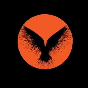 Orange sun raven Stock Illustration