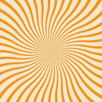Orange sunburst pattern background with dynamic retro rays. Stock Illustration
