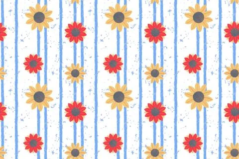 Orange sunflower vector pattern Illustrazione stock