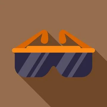 Orange sunglasses flat icon with long shadow Stock Illustration
