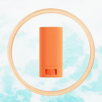 Orange sunscreen stick packaging mockup, Deodorant packaging Stock Illustration