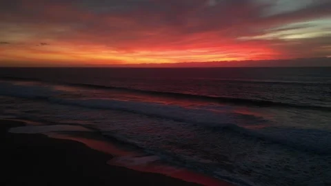 Orange sunset at the beach Stock Footage 299136639