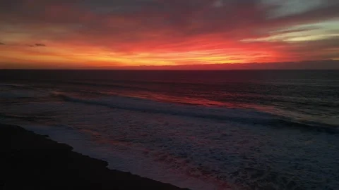 Orange sunset at the beach Stock Footage 299137263