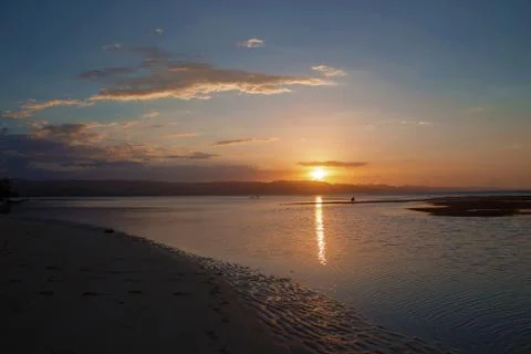 Orange sunset on the beach Foto stock