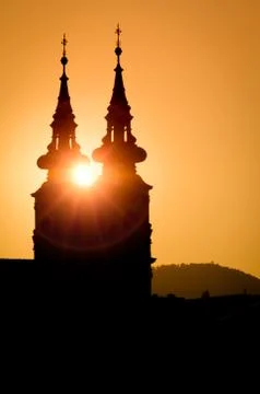 Orange sunset in Budapest Stock Photos