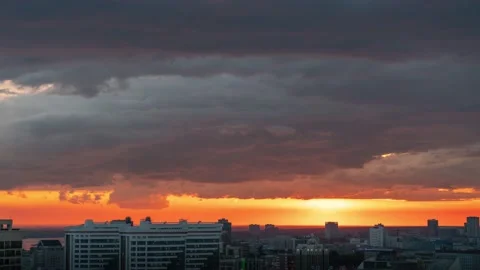 Orange Sunset City Timelapse 库存影片 130906392