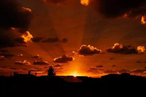 Orange sunset clouds. Background. Texture 写真素材