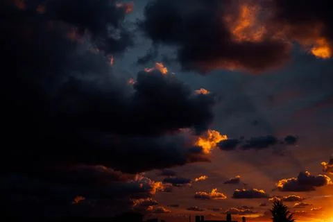 Orange sunset clouds. Background. Texture Fotos Stock