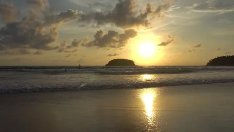 Orange sunset on an island overlooking the sea Video stock 247238448