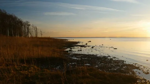 Orange sunset on the lake Stock Footage 103864160