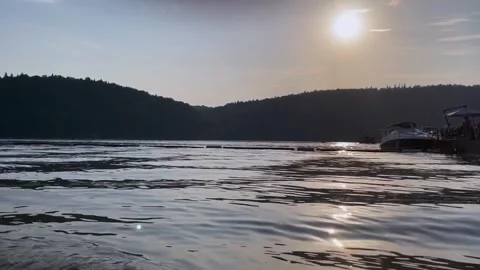 Orange sunset on the lake Stock Footage 246581431