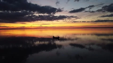 Orange sunset on a lake Stock Footage 280263162