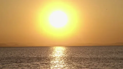 Orange Sunset on Ocean Beach Stock Footage 299761699